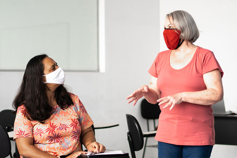 People attending a class