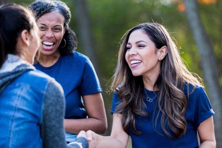 Colleagues Chatting Outdoors