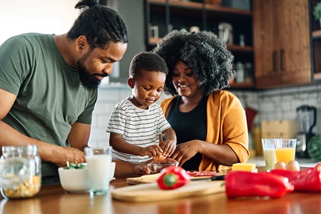 Family cooking a healthy meal